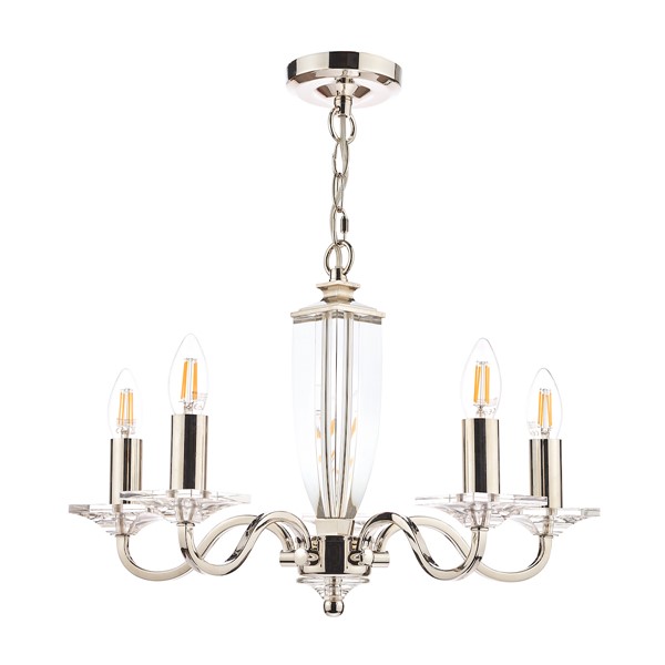 (image for) Laura Ashley Carson 5lt Chandelier Cut Glass & Polished Nickel